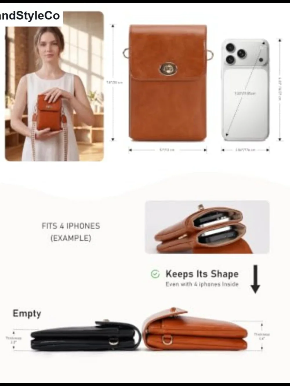 Faux Leather Crossbody Bag for Women, RFID Phone Purse with Woven Strap